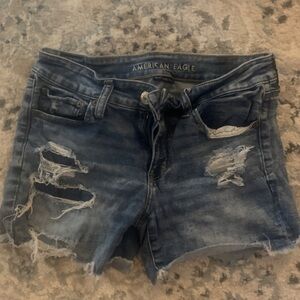 American Eagle size 10 stretch denim distressed shorts